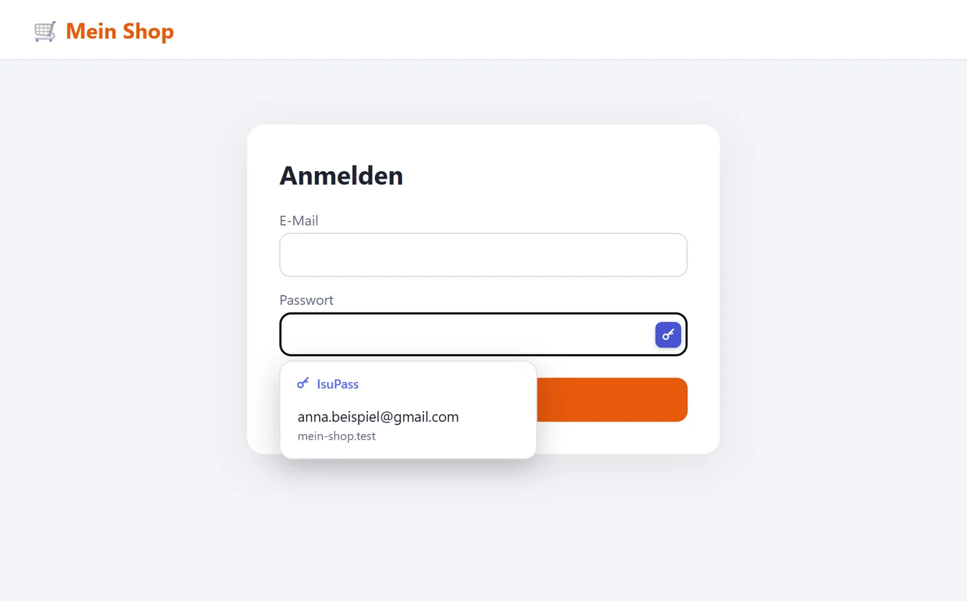 IsuPass füllt die Anmeldung auf einer Webseite aus